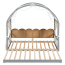 Extended Bed With Arched Roof And Trundle