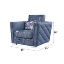 Emilia - Chair With Pillow - Two Tone Blue Fabric