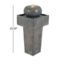 Minimalist Column Fountain With LED Lighting, Outdoor Decor For Patio, Porch And Garden - Gray