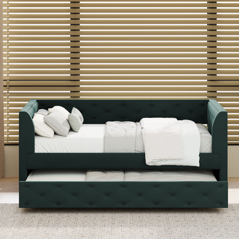 Upholstered Tufted Daybed With Trundle