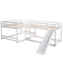 L-Shaped Bunk Bed With Slide And Short Ladder