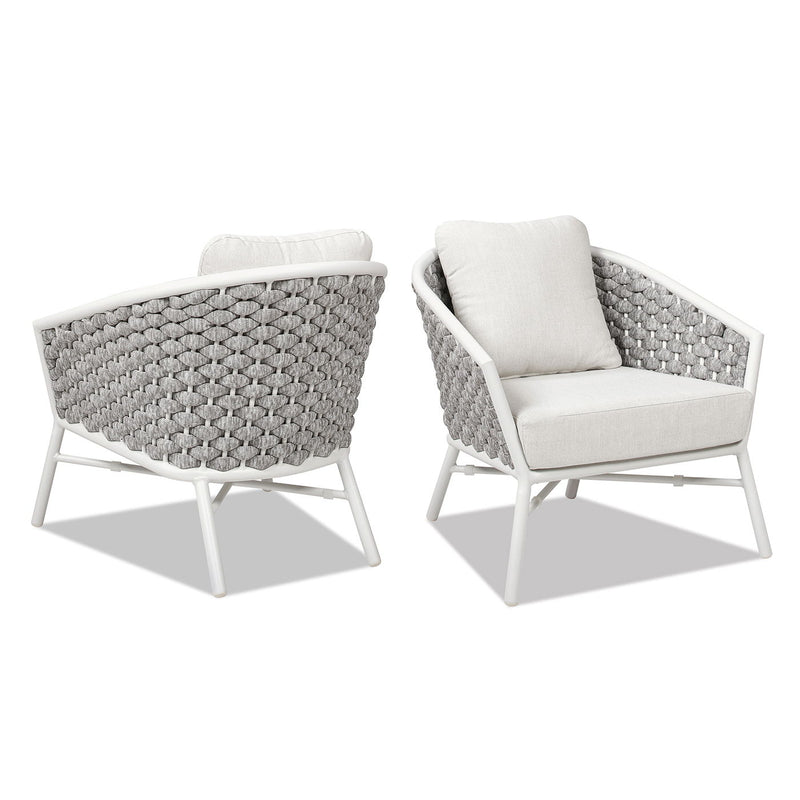 Rowan - Rope Barrel Back Patio Accent Arm Chair (Set of 2) - Optic White