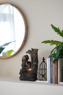 Decorative 4 Tier Broken Pot Water Fountain With LED Light - Brown