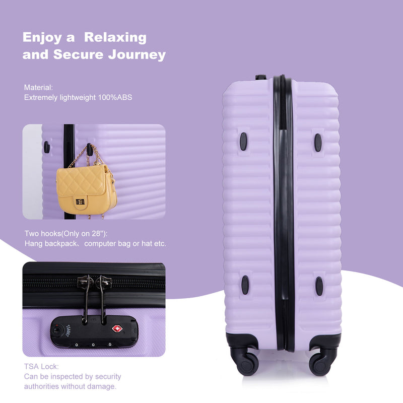 3 Piece Luggage Sets Lightweight Suitcase With Two Hooks, Spinner Wheels, Tsa Lock