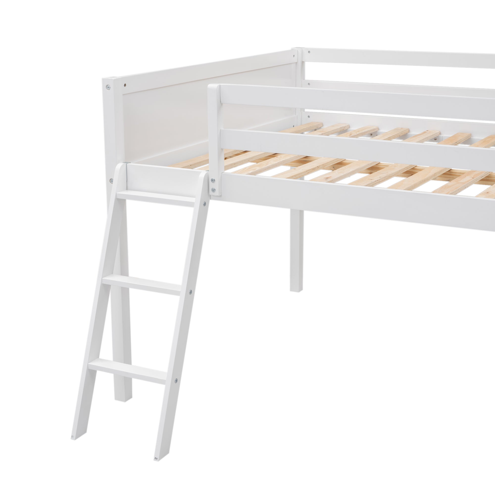 Full Size Wood Loft Bed with Ladder, ladder can be placed on the left or right, White - Atlantic Fine Furniture Melbourne FL