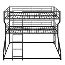 Industrial Triple Bunk Bed With Dual Ladders Frame, Space Saving Design