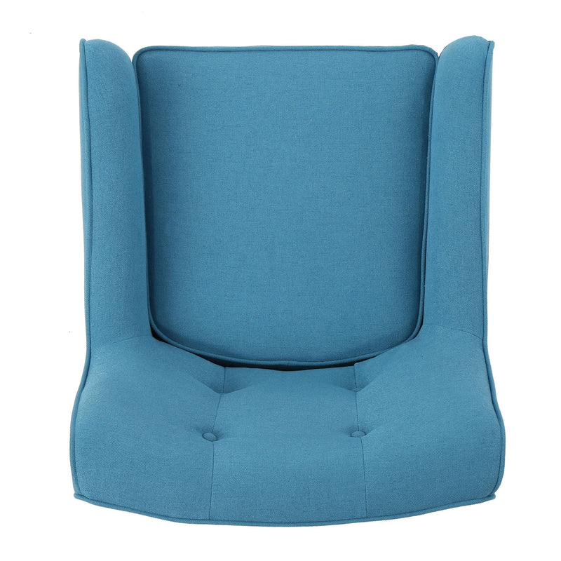 Modern Arm Chair With Tufted Back And Wooden Legs