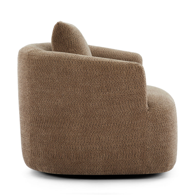 360° Swivel Barrel Sofa Chair With Throw Pillow, Chenille Upholstered Accent Chair