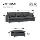 Sectional Sofa With Ottoman Cloud Couch Set With Throw Pillows, Free Combination
