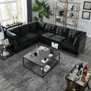 L shape Modular Sectional Sofa,DIY Combination,includes Three Single Chair and Three Corner ,Black Velvet.