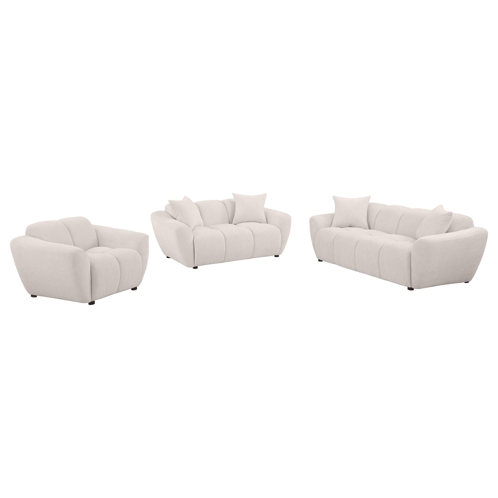 Destino 3-piece Chenille Splayed Arm Sofa Set Greige