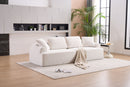 Compression Sofa: 4 Seater Combined Sofa, Crochet Yarn Fabric, Full Sponge Compression Sofa, Combined Sofa With 4 Pillows For Home Living / Home Furniture / Apartment - Beige