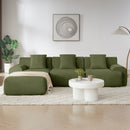 L Shaped Modular Sectional Sofa Corduroy And Movable Ottoman