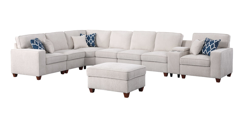 Ted - Sectional Sofa With Ottoman - Beige