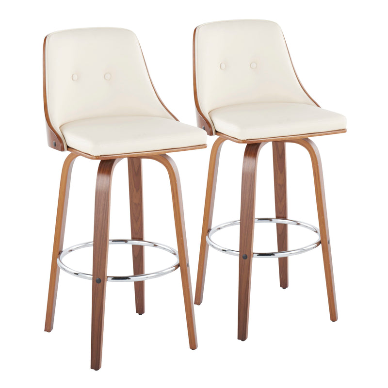 Gianna - Mid Century Modern Fixed Height Barstool With Swivel With Round Footrest (Set of 2)