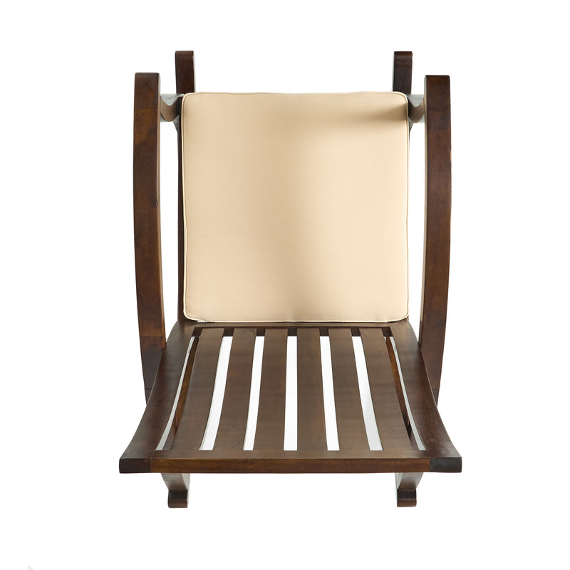 Acacia Wood Rocking Chair With Cushion - Brown