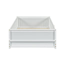 Twin size Floor Platform Bed with Built-in Book Storage Rack, Door,White