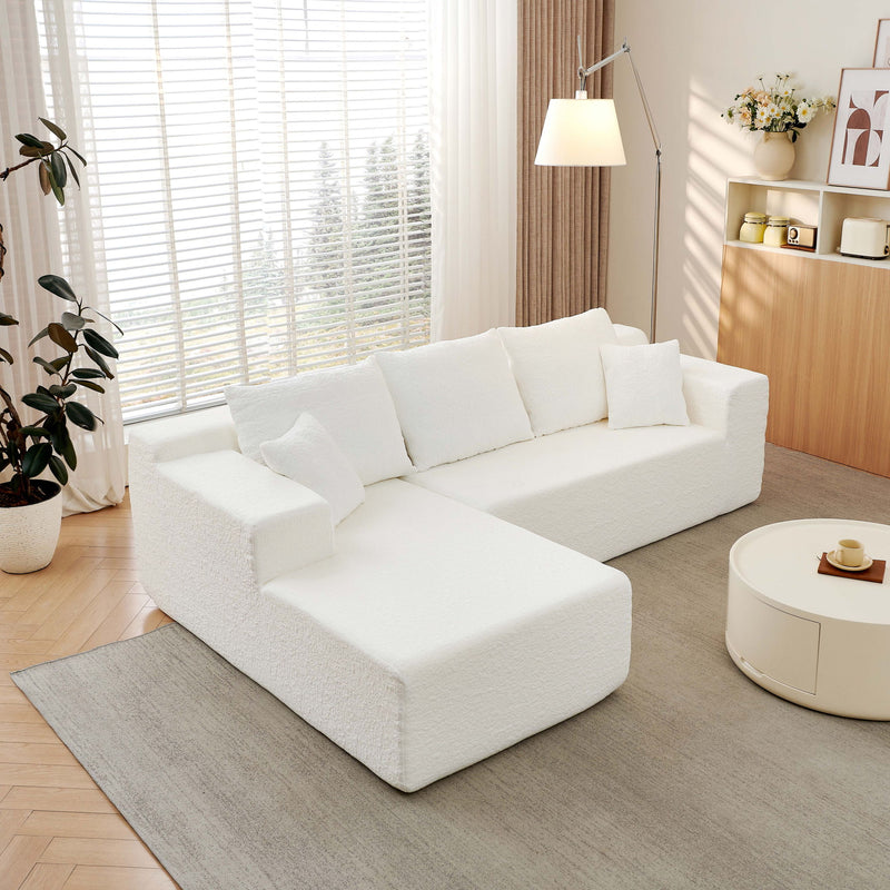 Modular Cloud Sectional Couch With L Shape Chaise - White