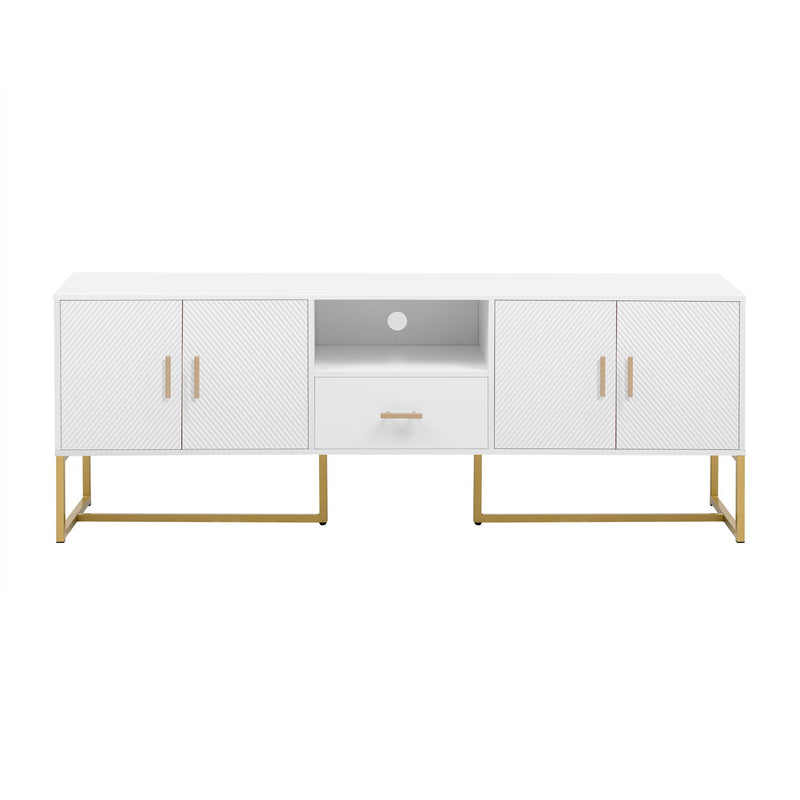 TV Cabinet With 1 Drawer, 2 Cabinets, Handles And Anti-Tip Device