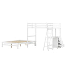 Twin over Full Bunk Bed with Built-in Desk and Three Drawers,White