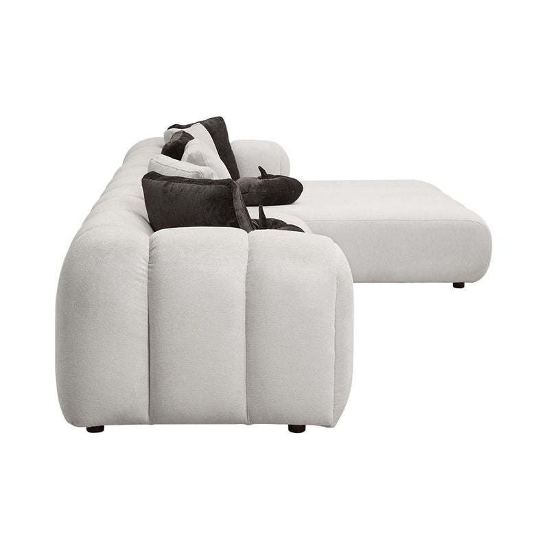 Manilla - Sectional Sofa With 8 Pillows - Ivory White