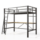 Twin Metal Loft Bed With L - Shaped Desk, Charging Station Loft Bed Frame Twin Size, Safety Guard & Ladder, No Box Spring Needed - Black