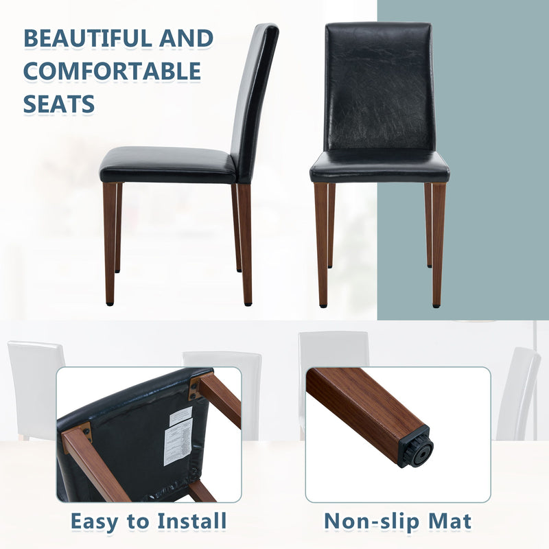 Simple Versatile Dining Chairs Set With Comfortable Design And Sturdy Metal Legs, 4 Piece Set - Black / Dark Walnut