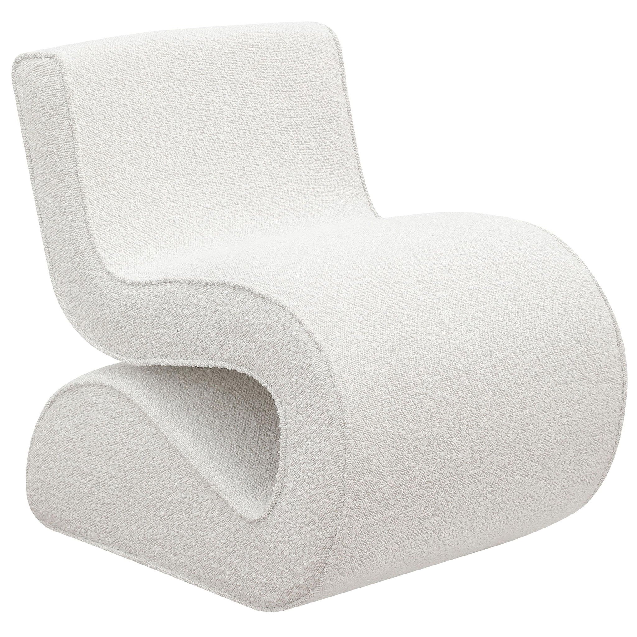 Ronea Boucle Upholstered Armless Curved Chair Cream - Atlantic Fine Furniture Melbourne FL