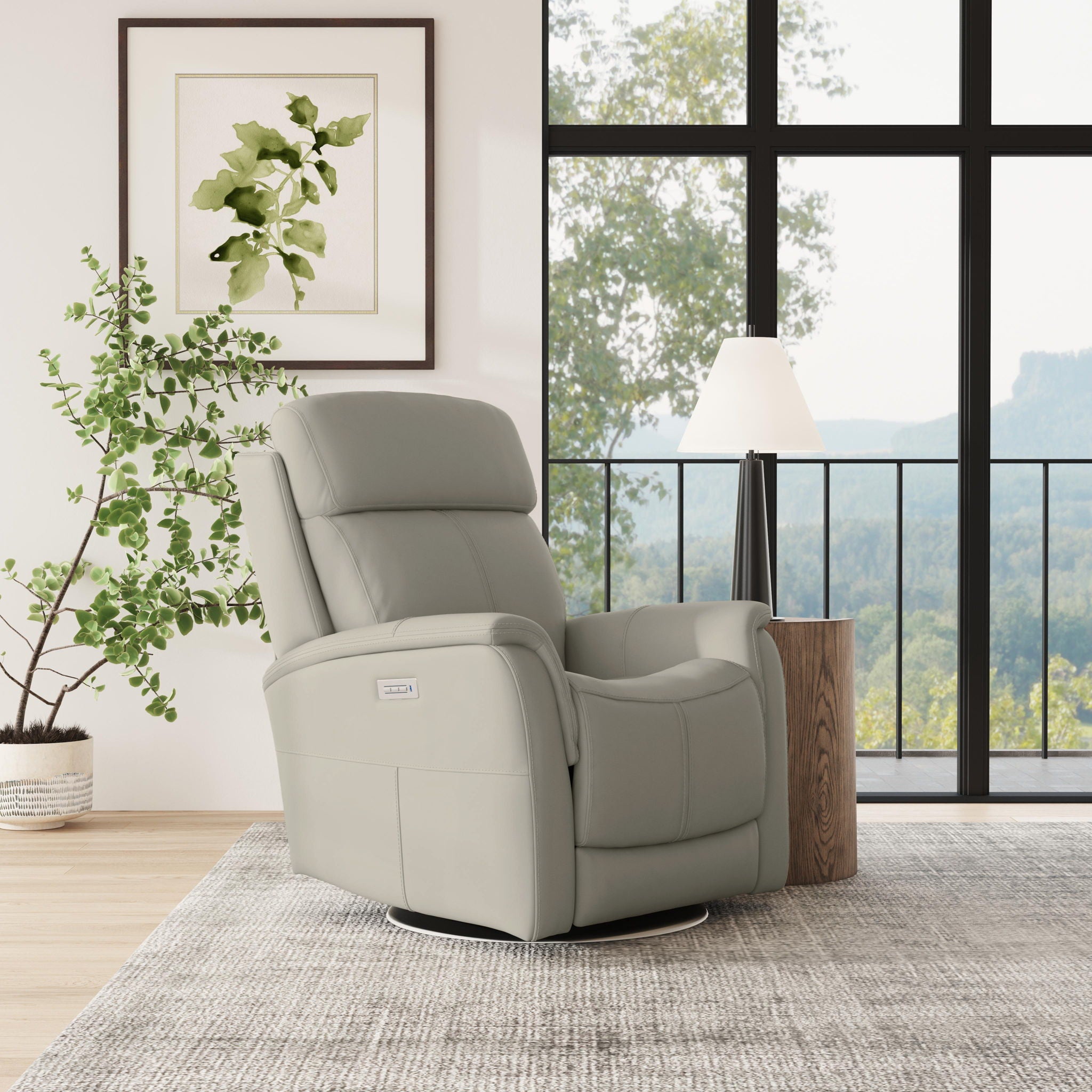 View - Power Swivel Recliner With Power Headrest