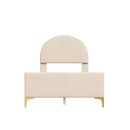 Upholstered Platform Bed With Classic Semi-Circle Shaped Headboard