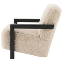 Fitzroy - Faux Fur Upholstered Chair Solid Wood Arms - Latte