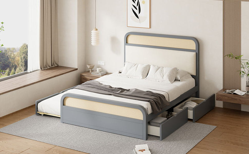 Platform Bed With Trundle And 2 Drawers