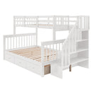 Stairway Bunk Bed With Storage And Guard Rail For Bedroom
