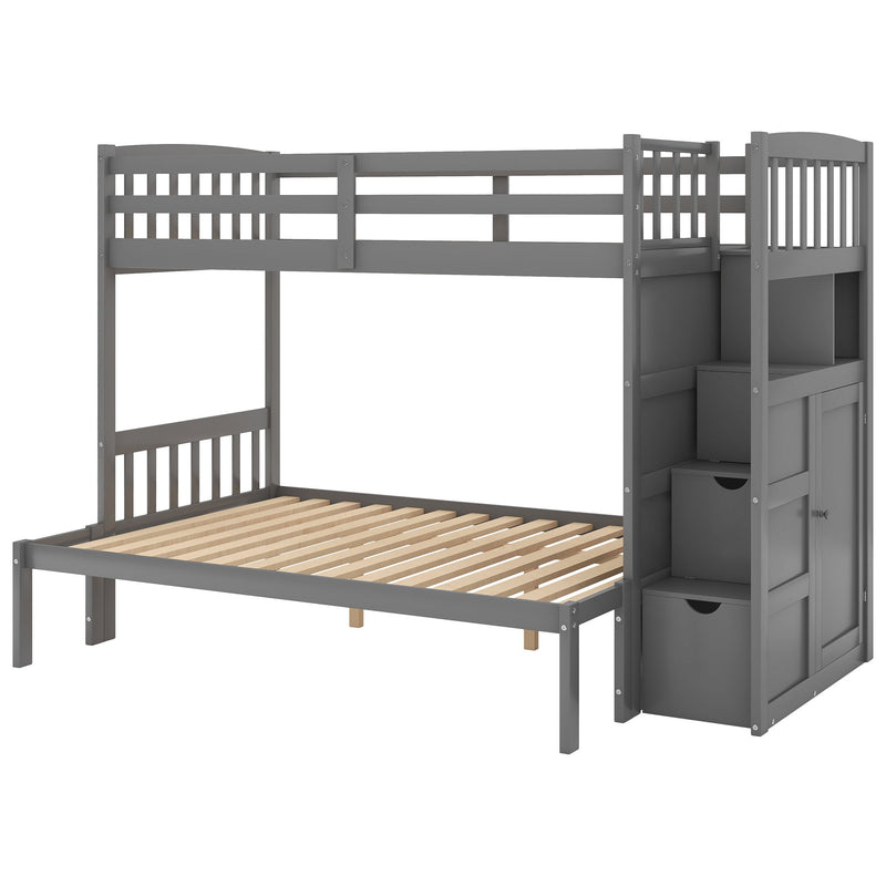 Bunk Bed, Convertible Bottom Bed, Storage Shelves And Drawers