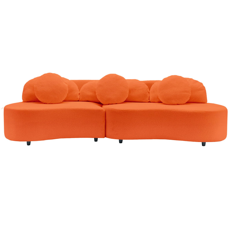 Modern Living Room Sofa Lamb Velvet Upholstered For Home