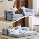 Convertible Floor Sofa Bed With Pillow Back Support Armrest