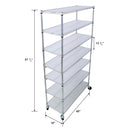 7 Tier Metal Shelf Wire Shelving Unit, 2450Lbs Heavy Duty Adjustable Storage Rack With Wheels & Shelf Liners For Closet Kitchen Garage Basement Commercial Shelving