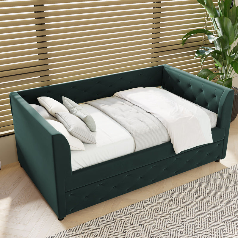 Upholstered Tufted Daybed With Trundle