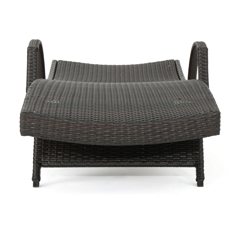Salem - Contemporary Wicker Chaise Lounge With Arm, Weather Resistant