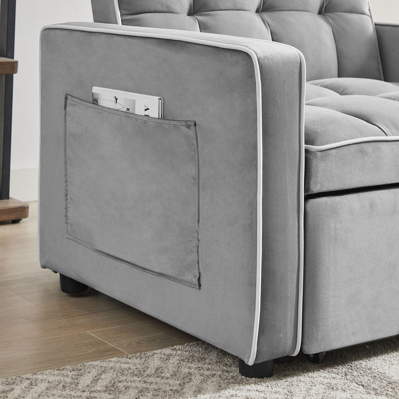 Modern Velvet 3 In 1 Sofa Bed Chair, Adjustable Recliner