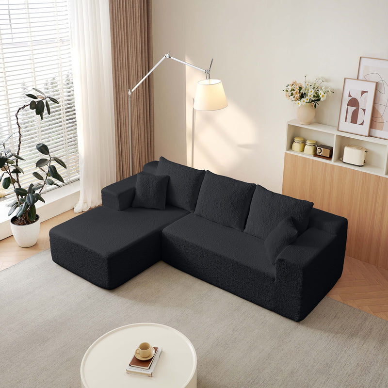Modular Cloud Sectional Couch With L Shape Chaise, Deep Seat - Black