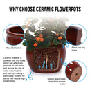 3 Pieces Ceramic Flowerpot, Planter For Patio, Garden Or Windowsills
