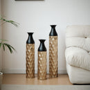 Floor Metal Vases (Set of 3) Gorgeous Home Decoration Large Glazed Metal Vases - Black / Gold