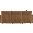 Modern Modular U-Shaped Sofa Bed With Movable Ottoman, USB Ports, Phone Holder