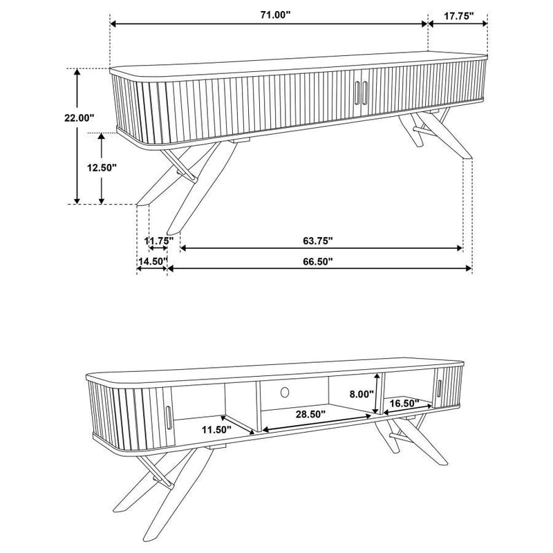 Valna - Wood TV Stand With Sliding Doors - Walnut