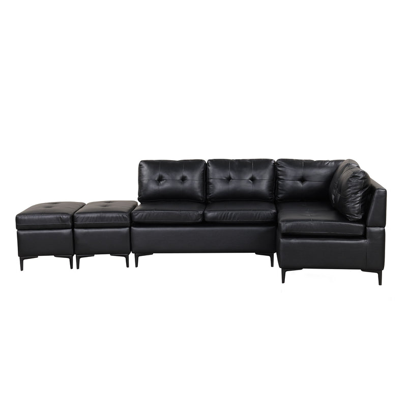 L-Shaped Corner Sofa Sectional Sofa Couch With Movable Storage Ottomans For Living Room