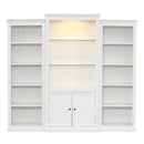 Retro Style 3 Piece Bookcase Display Cabinet With Adjustable LED Lighting, Tempered Glass Shelves - White