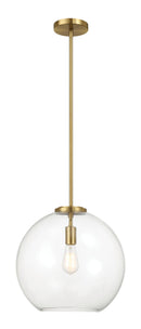 Gleam - Single Light Pendant Lamp With Clear Globe Satin - Antique Brass / Clear / Gold
