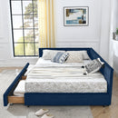 Upholstered Bed Frame With Tufted Backrest And Armrests