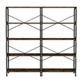 5 Tier Industrial Bookshelf, Tall Bookcase With Open Design, Vintage Storage Organizer